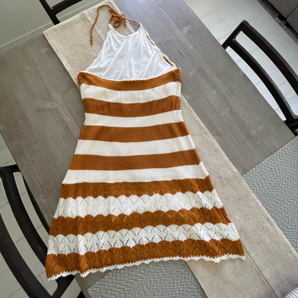 BCBG- Sweater Halter Dress in Ivory & Caramel Spice- size L - Picture 8 of 8